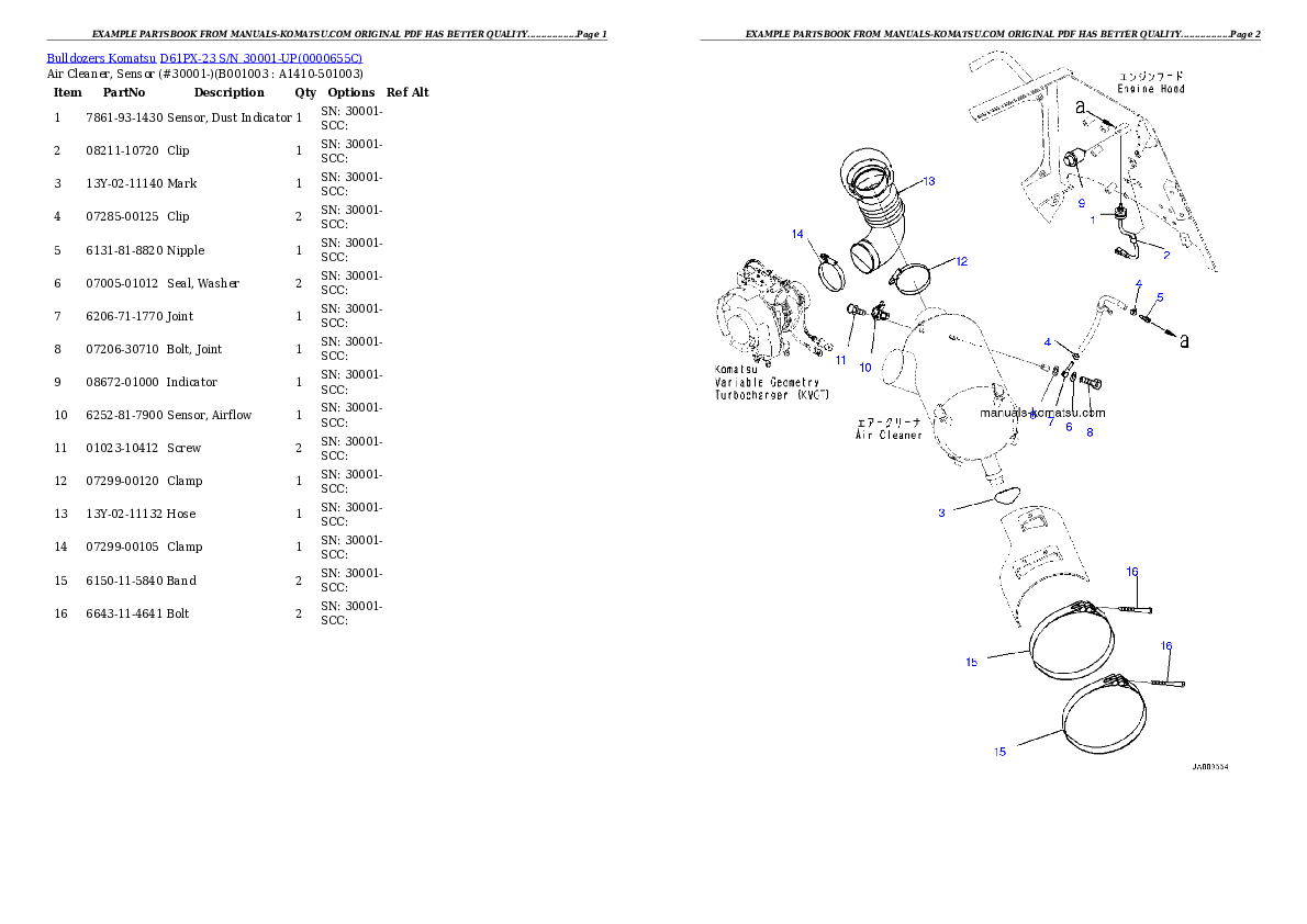 D61PX-23 S/N 30001-UP Partsbook