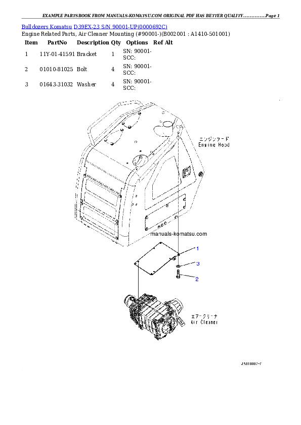 D39EX-23 S/N 90001-UP Partsbook