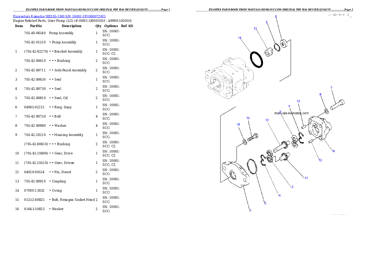 HB205-1M0 S/N 10001-UP Partsbook