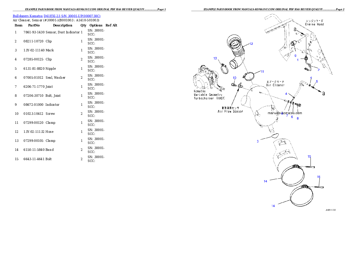 D61EXI-23 S/N 30001-UP Partsbook