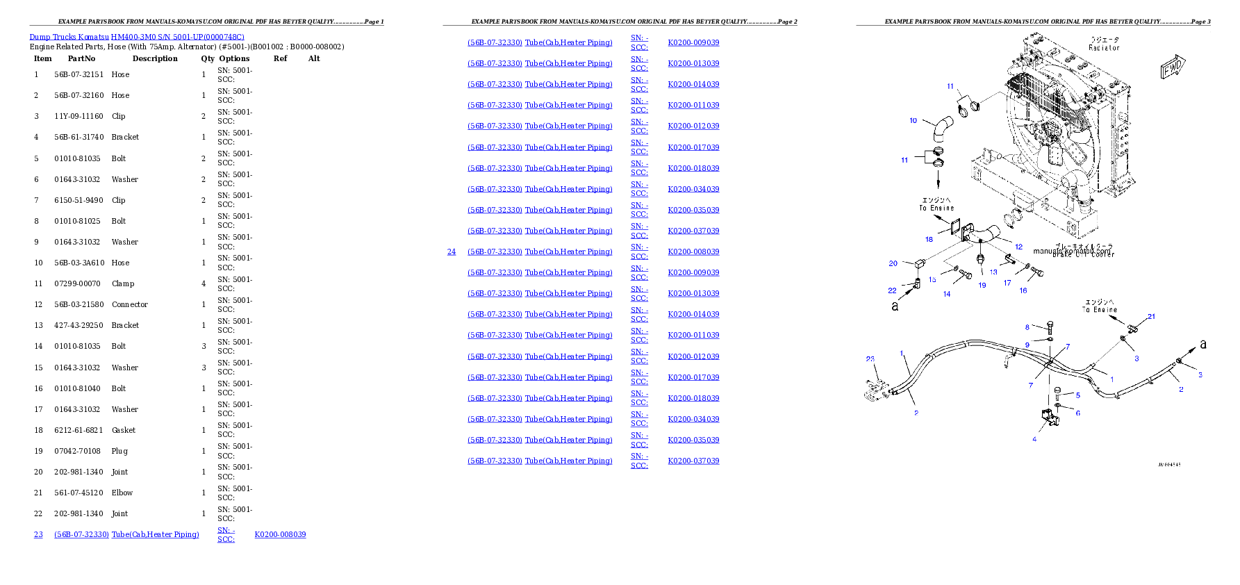 HM400-3M0 S/N 5001-UP Partsbook