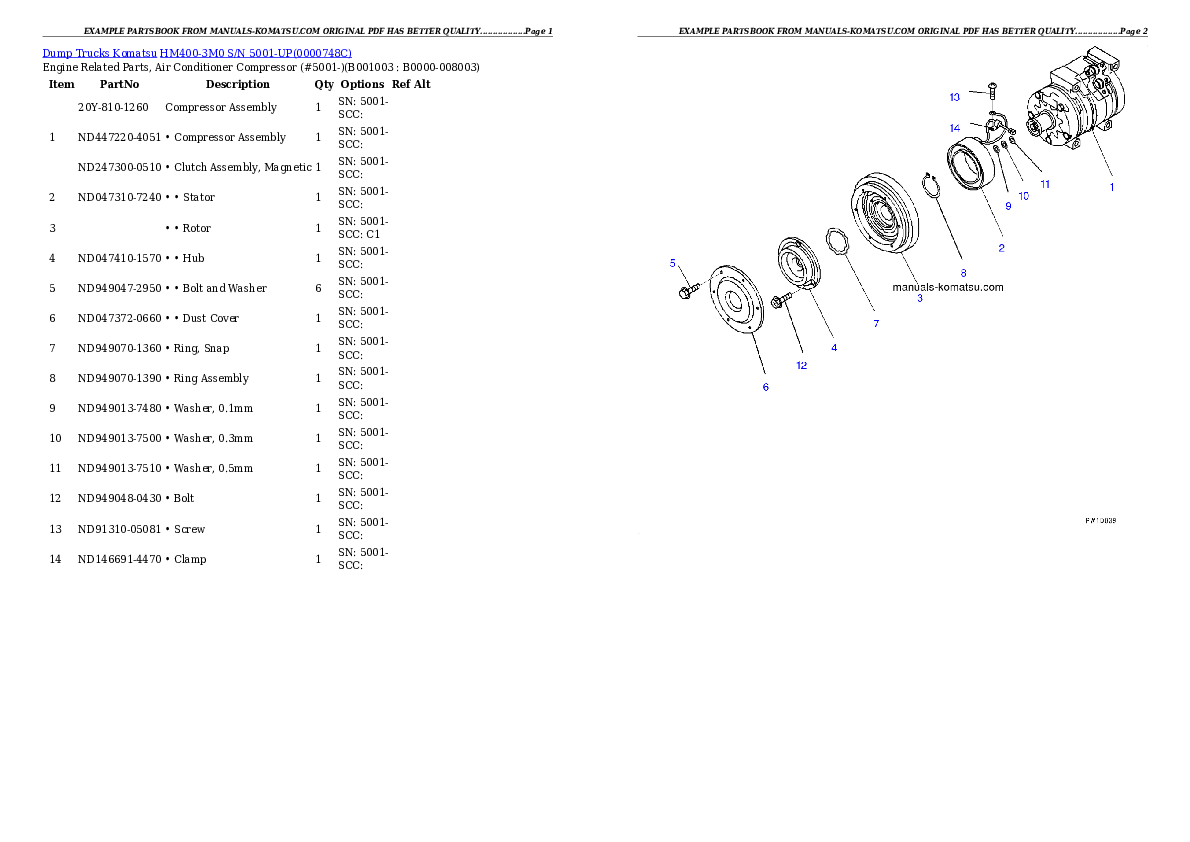 HM400-3M0 S/N 5001-UP Partsbook