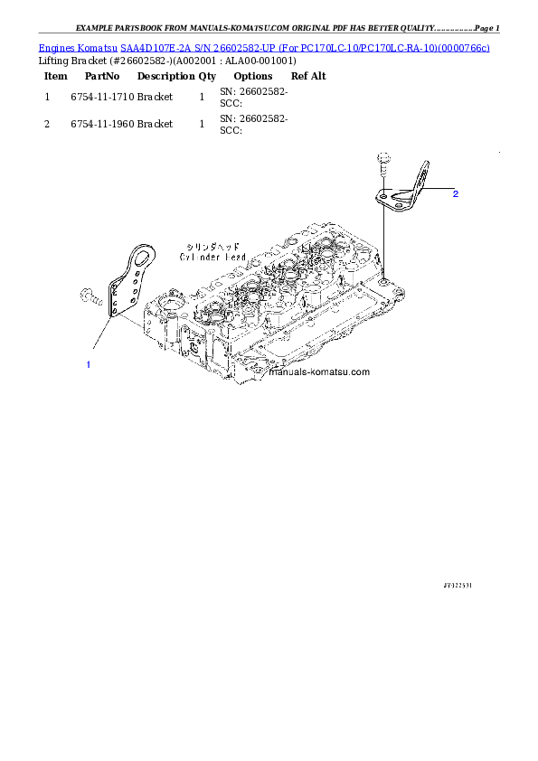 SAA4D107E-2A S/N 26602582-UP (For PC170LC-10) Partsbook