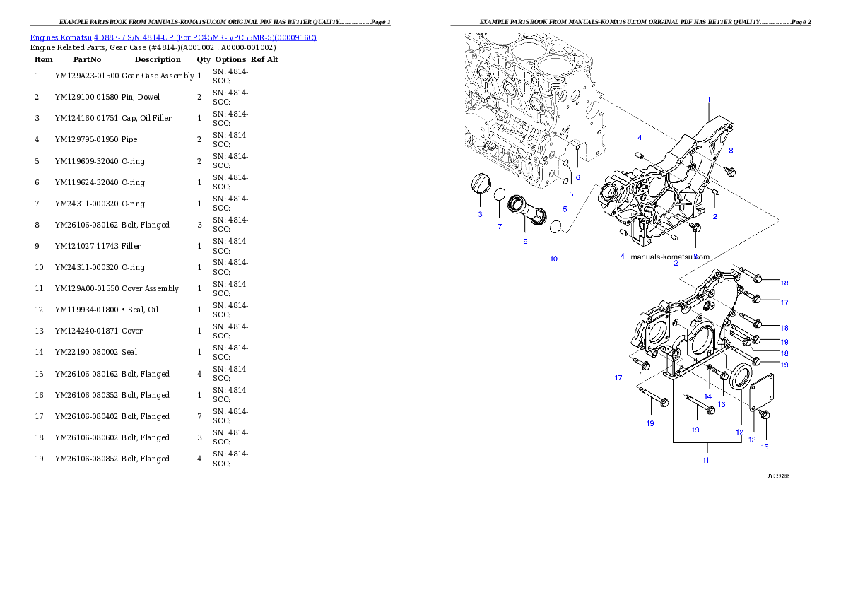 4D88E-7 S/N 4814-UP (For PC45MR-5/PC55MR-5) Partsbook