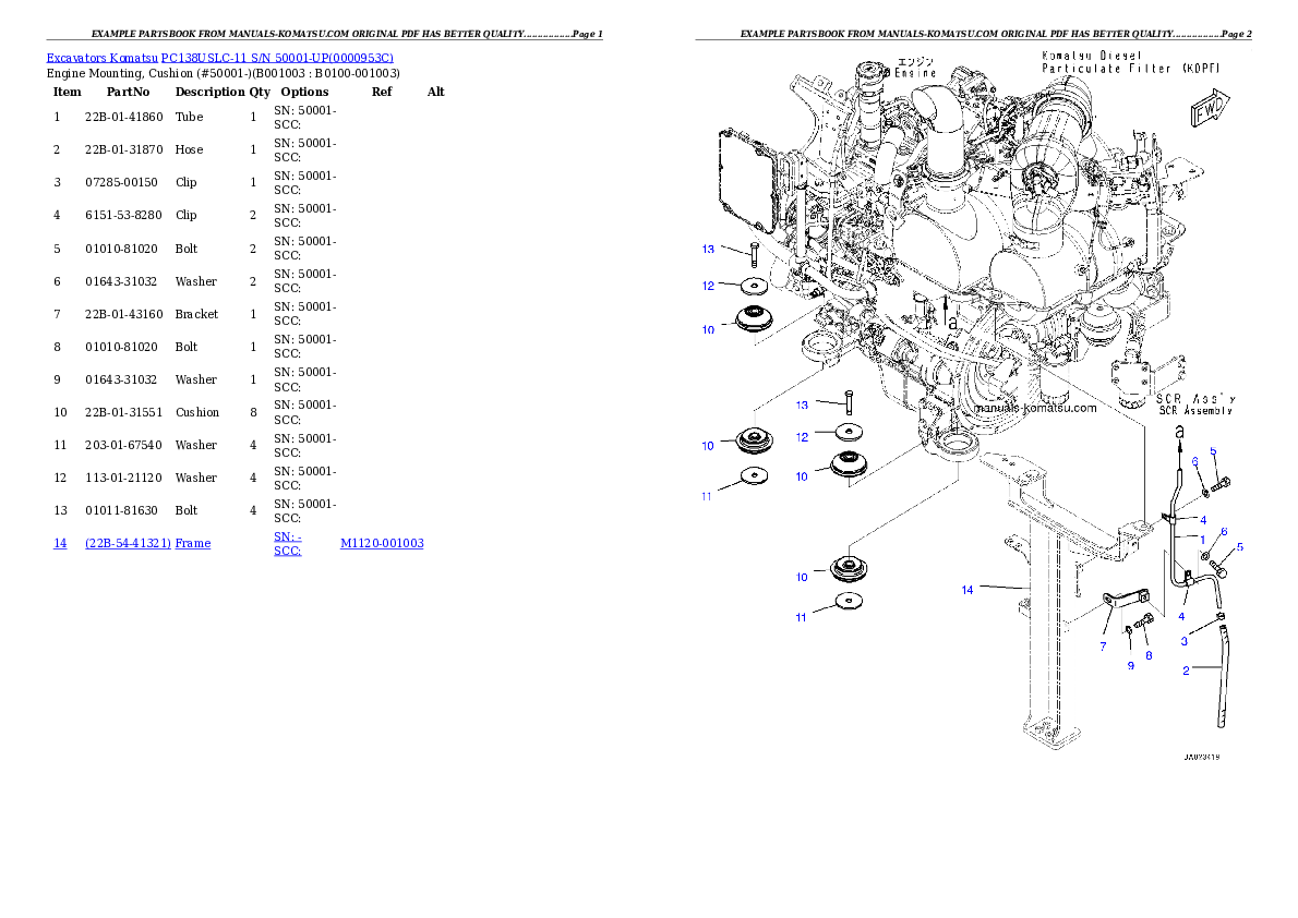 PC138USLC-11 S/N 50001-UP Partsbook