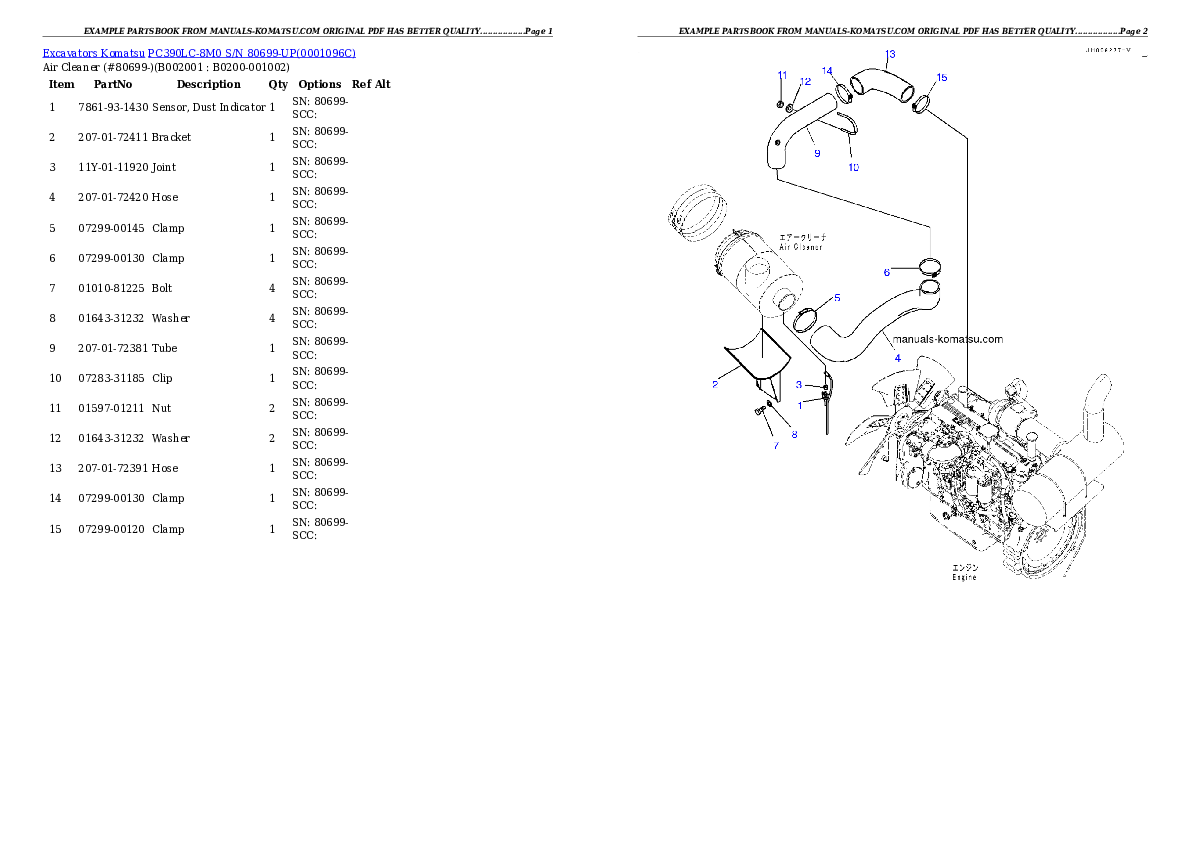 PC390LC-8M0 S/N 80699-UP Partsbook