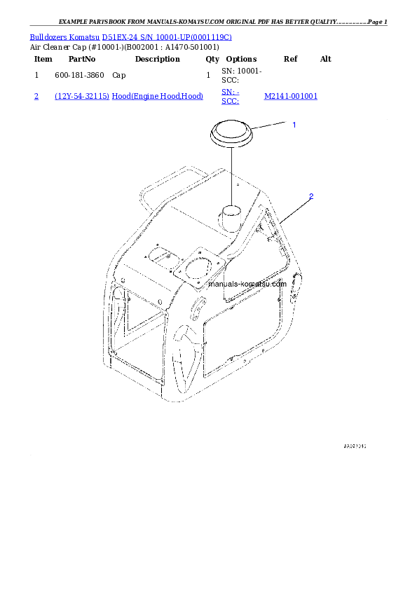 D51EX-24 S/N 10001-UP Partsbook