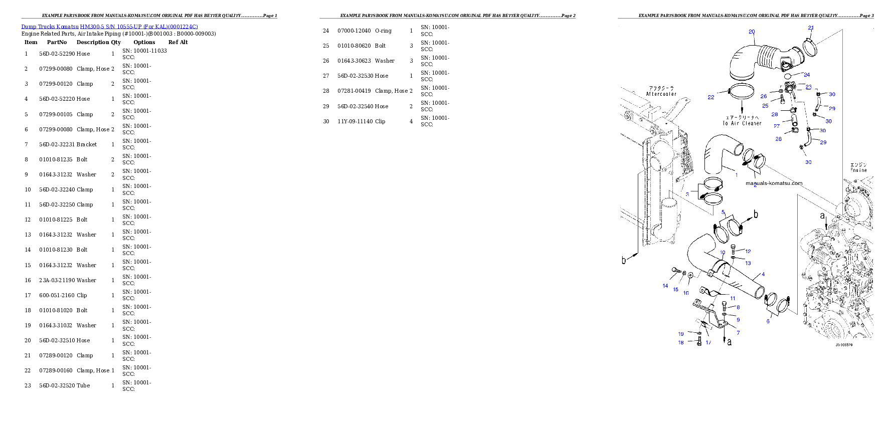 HM300-5 S/N 10555-UP (For KAL) Partsbook