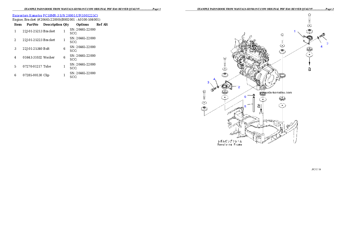 PC18MR-3 S/N 20001-UP Partsbook