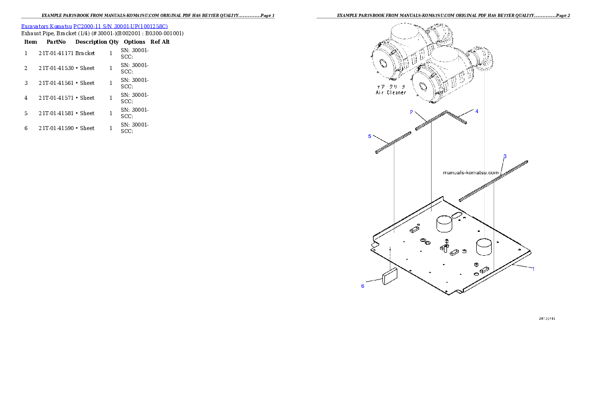 PC2000-11 S/N 30001-UP Partsbook