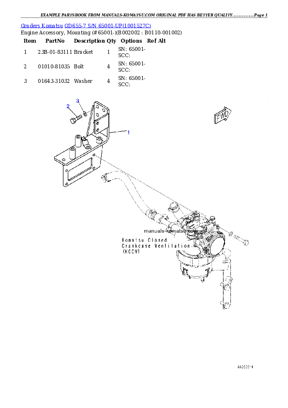 GD655-7 S/N 65001-UP Partsbook