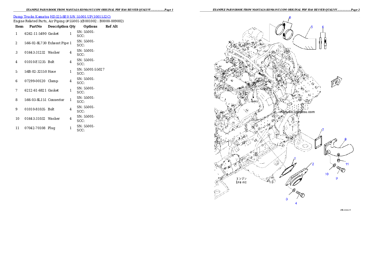 HD325-8E0 S/N 55001-UP Partsbook