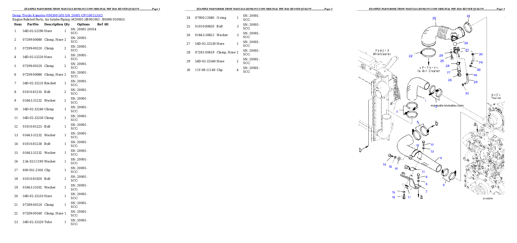 HM300-5E0 S/N 20001-UP Partsbook