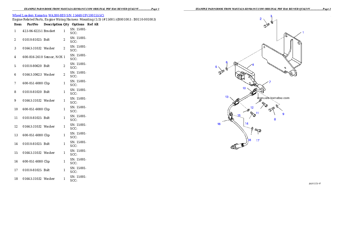 WA380-8E0 S/N 15648-UP Partsbook