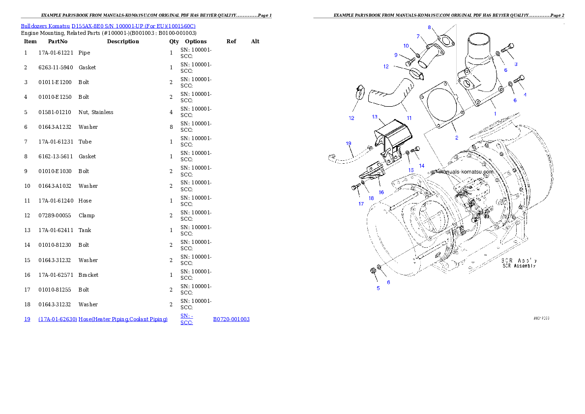 D155AX-8E0 S/N 100001-UP (For EU) Partsbook