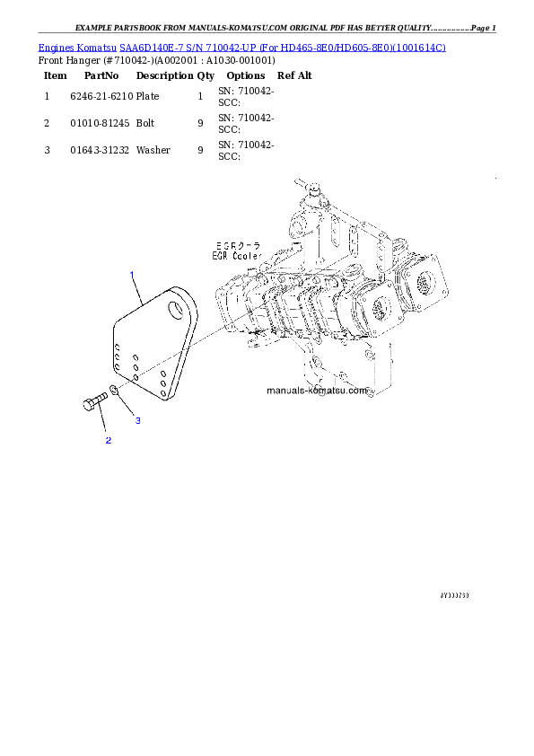 SAA6D140E-7 S/N 830235-UP (For WA500-8) Partsbook