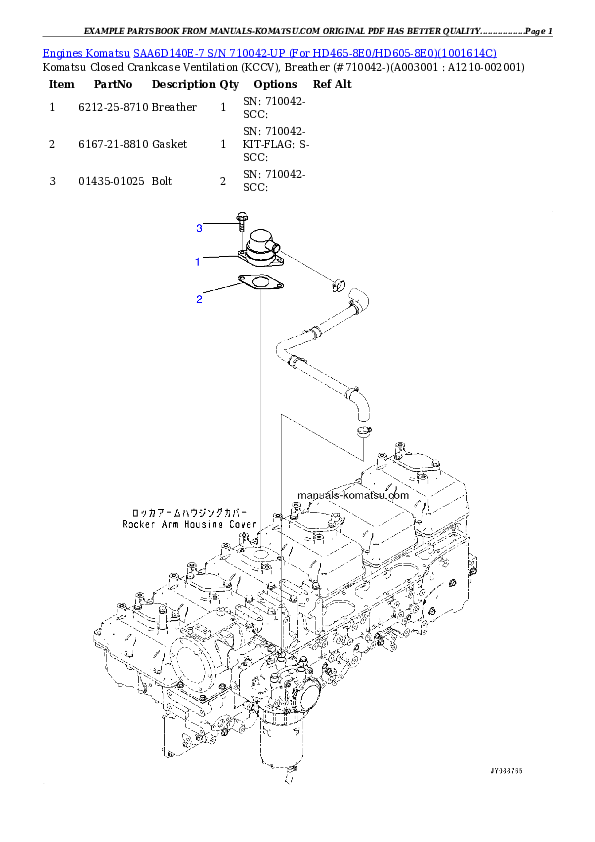 SAA6D140E-7 S/N 830235-UP (For WA500-8) Partsbook