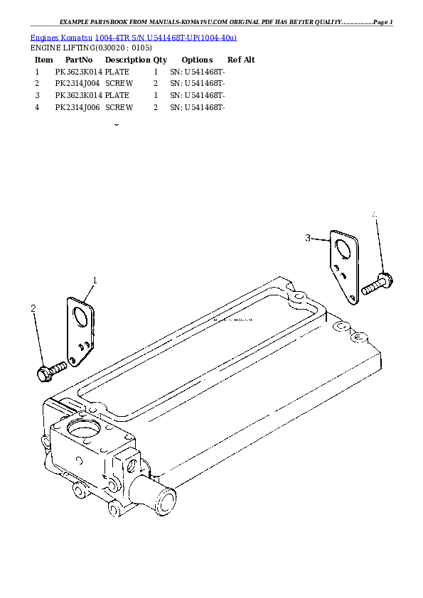 1004-4TR S/N U541468T-UP Partsbook