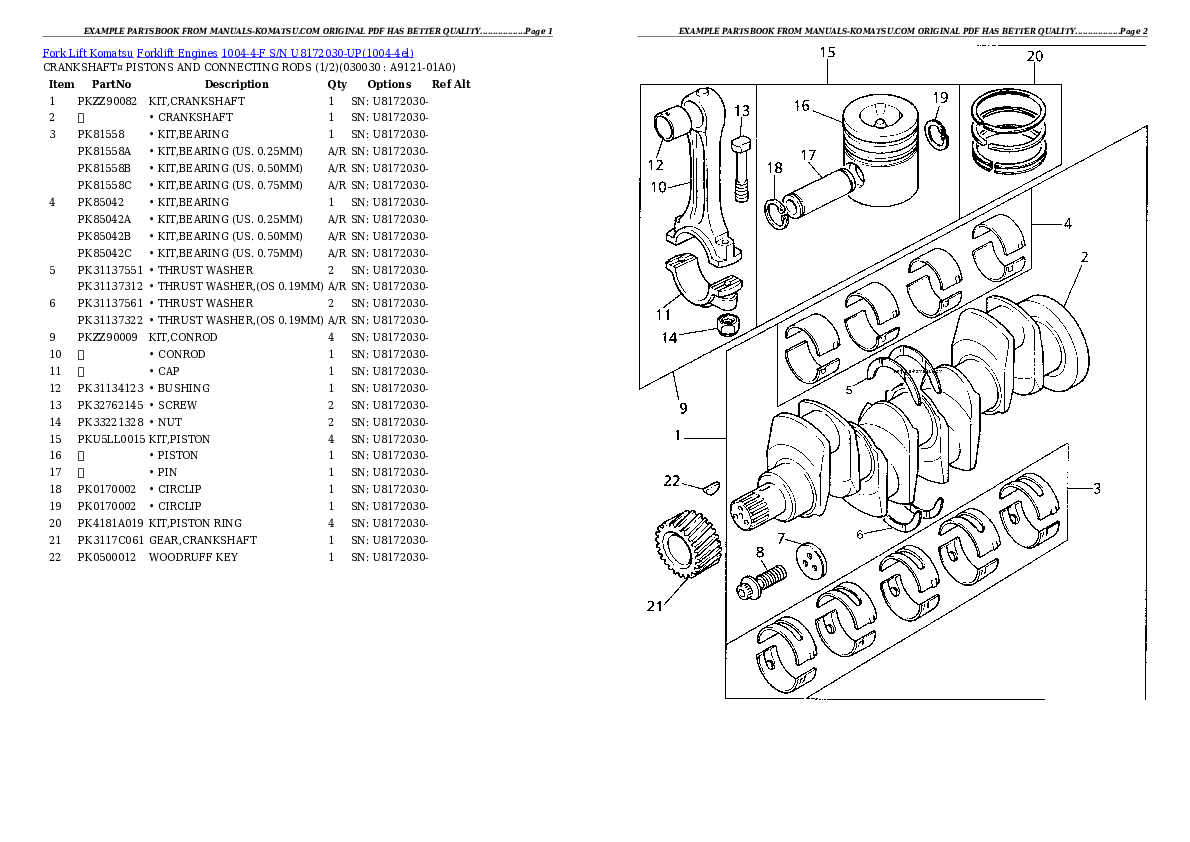 1004-4-F S/N U8172030-UP Partsbook