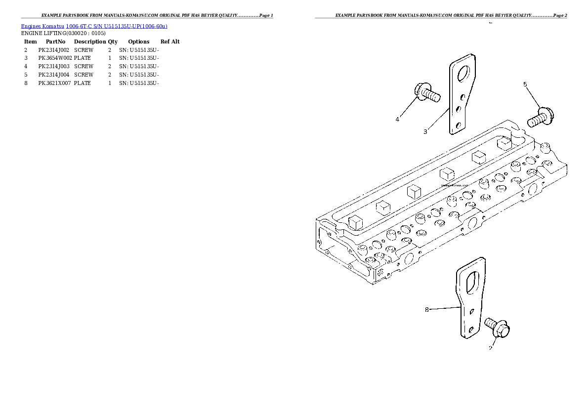 1006-6T-C S/N U515135U-UP Partsbook