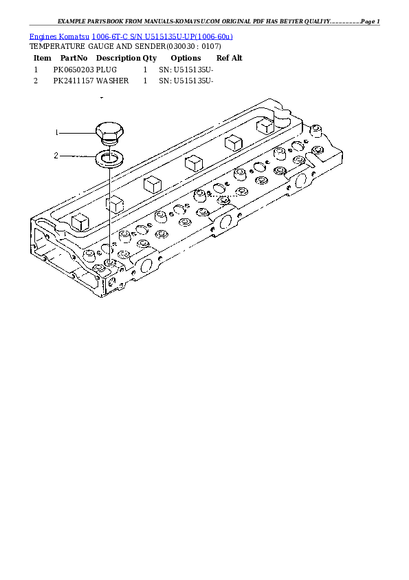 1006-6T-C S/N U515135U-UP Partsbook