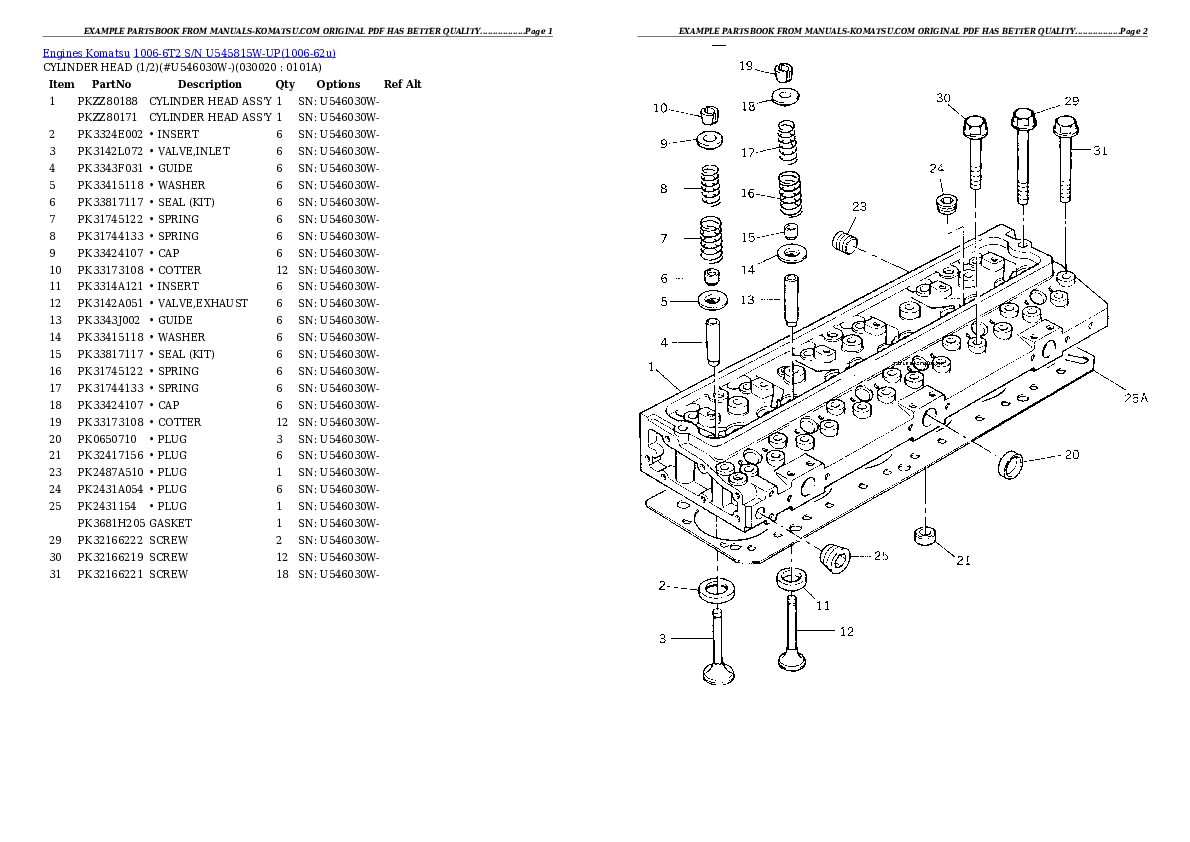 1006-6T2 S/N U545815W-UP Partsbook