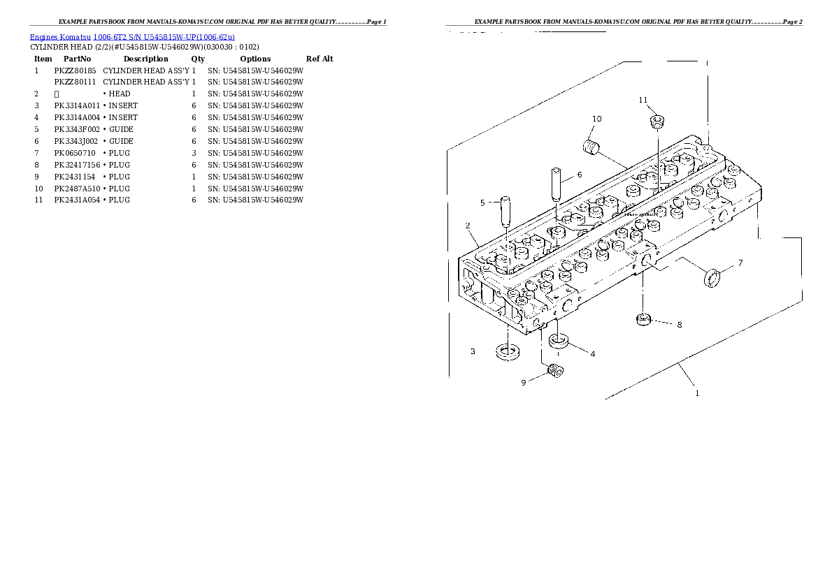 1006-6T2 S/N U545815W-UP Partsbook