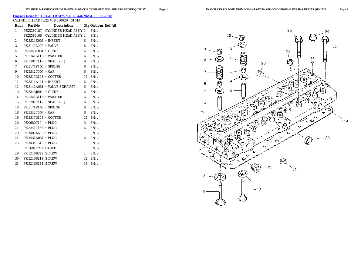 1006-6TLR2-PW S/N U544620W-UP Partsbook