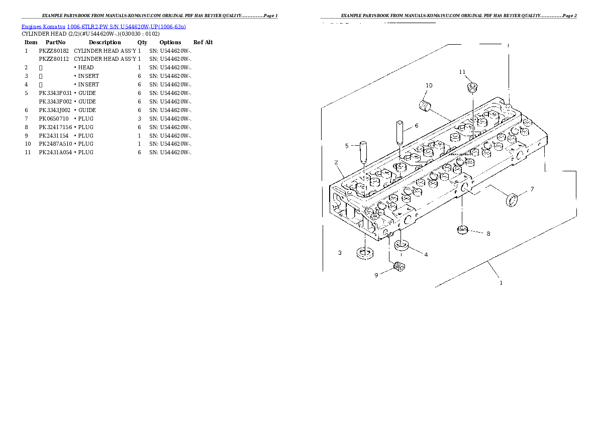1006-6TLR2-PW S/N U544620W-UP Partsbook