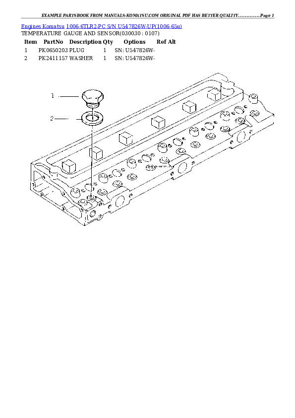 1006-6TLR2-PC S/N U547826W-UP Partsbook