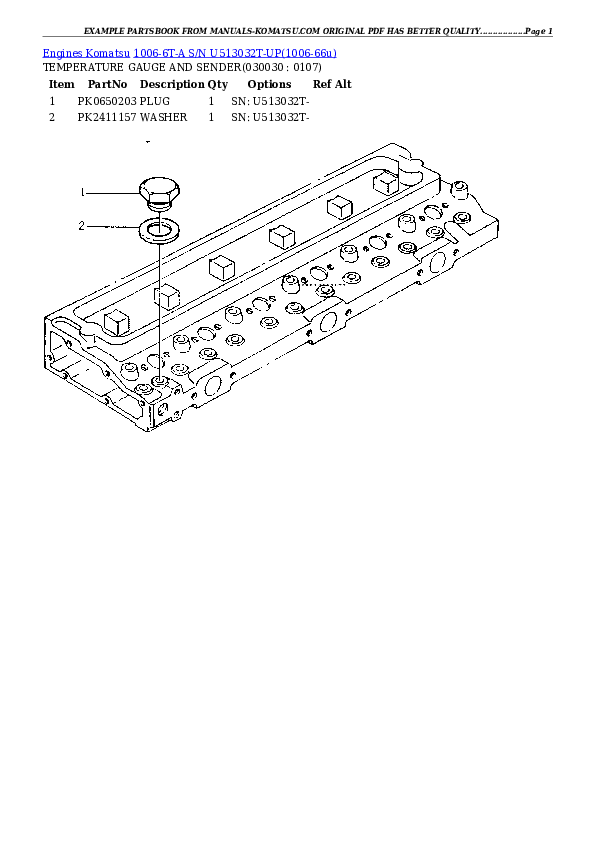 1006-6T-A S/N U513032T-UP Partsbook