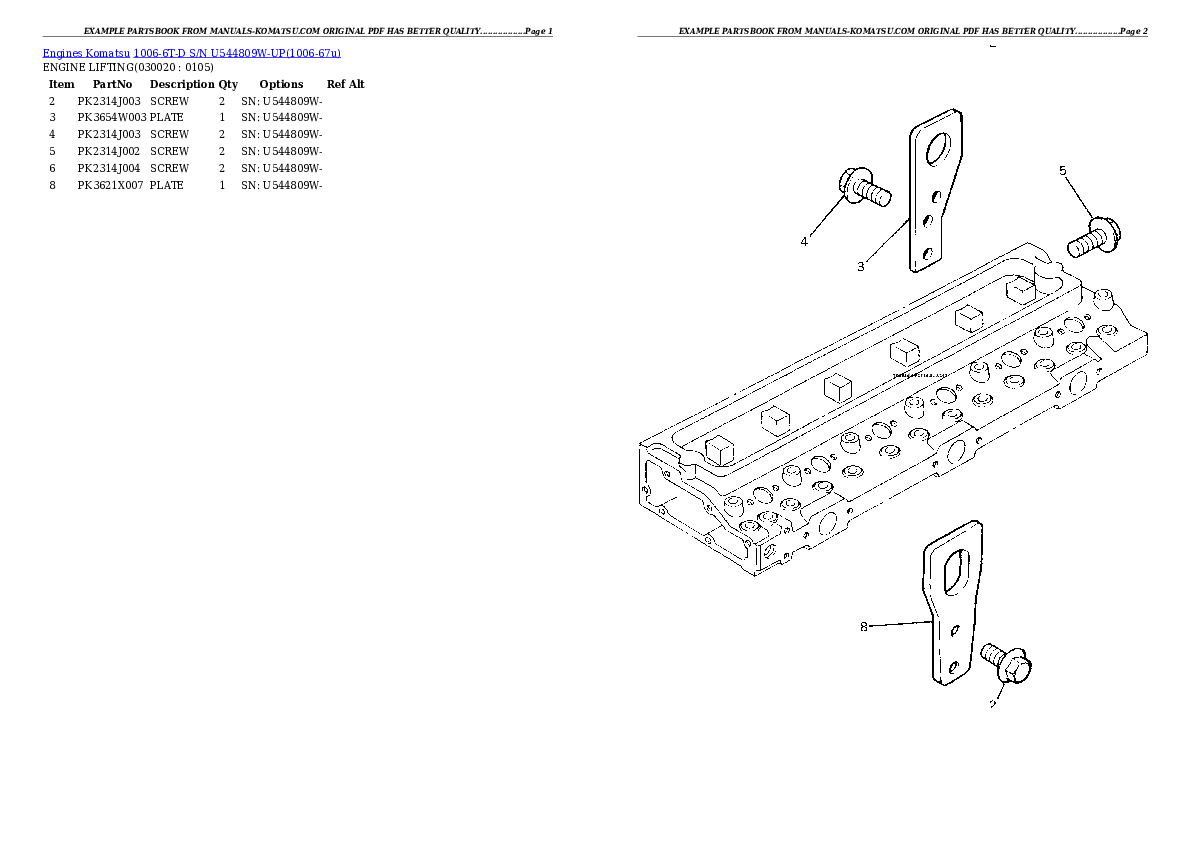 1006-6T-D S/N U544809W-UP Partsbook