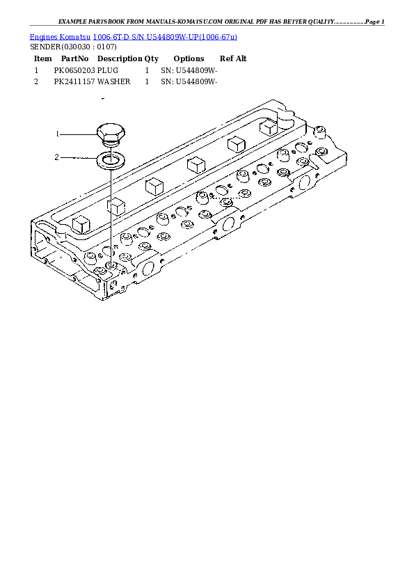 1006-6T-D S/N U544809W-UP Partsbook