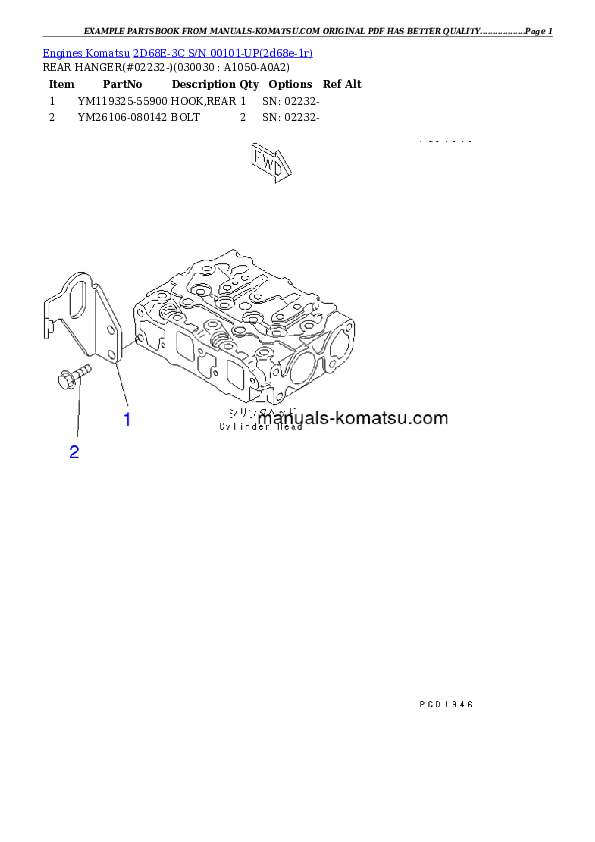 2D68E-3C S/N 00101-UP Partsbook