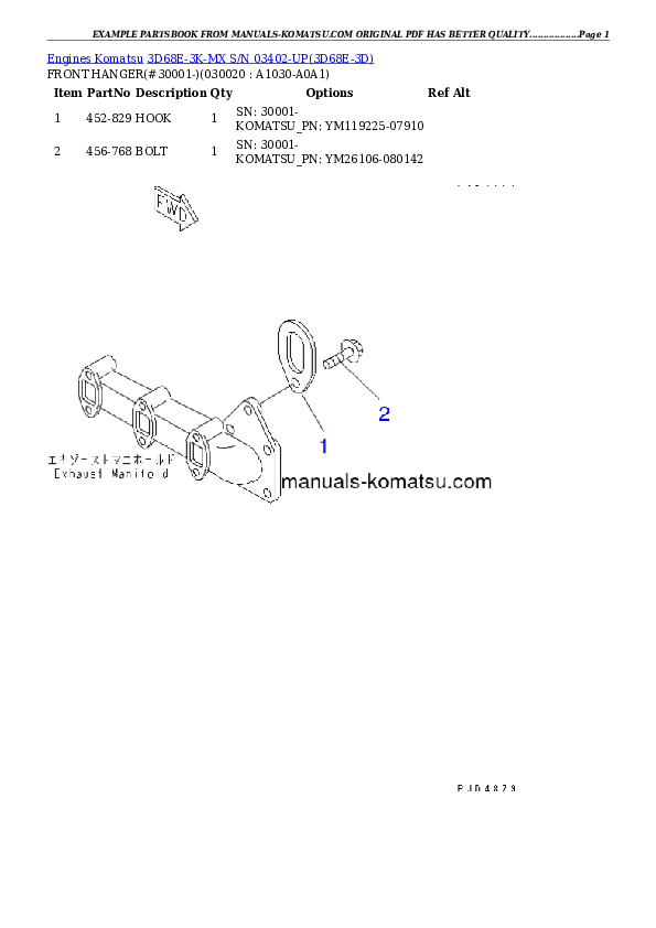 3D68E-3K-MX S/N 03402-UP Partsbook