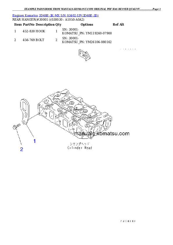 3D68E-3K-MX S/N 03402-UP Partsbook