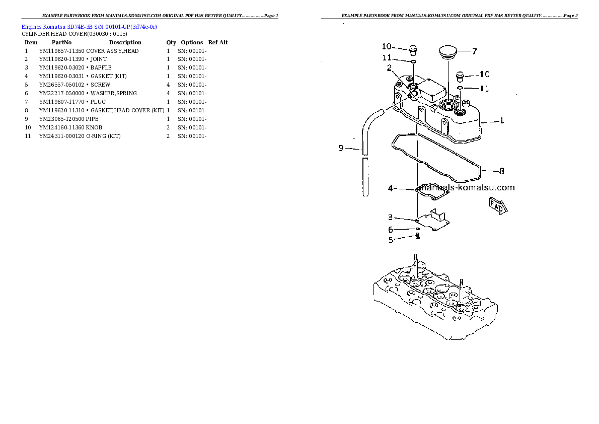 3D74E-3B S/N 00101-UP Partsbook