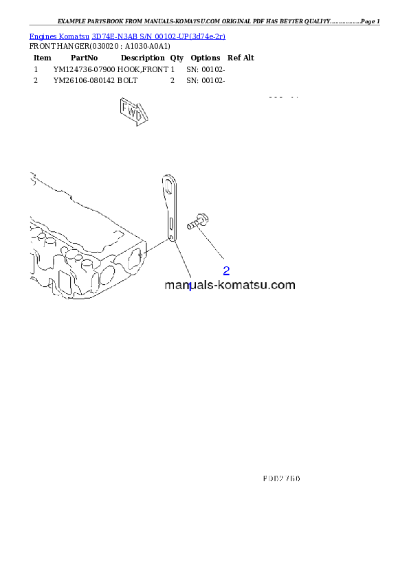 3D74E-N3AB S/N 00102-UP Partsbook