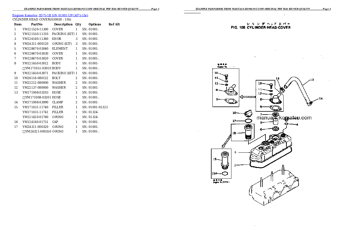 3D75-1B S/N 01001-UP Partsbook