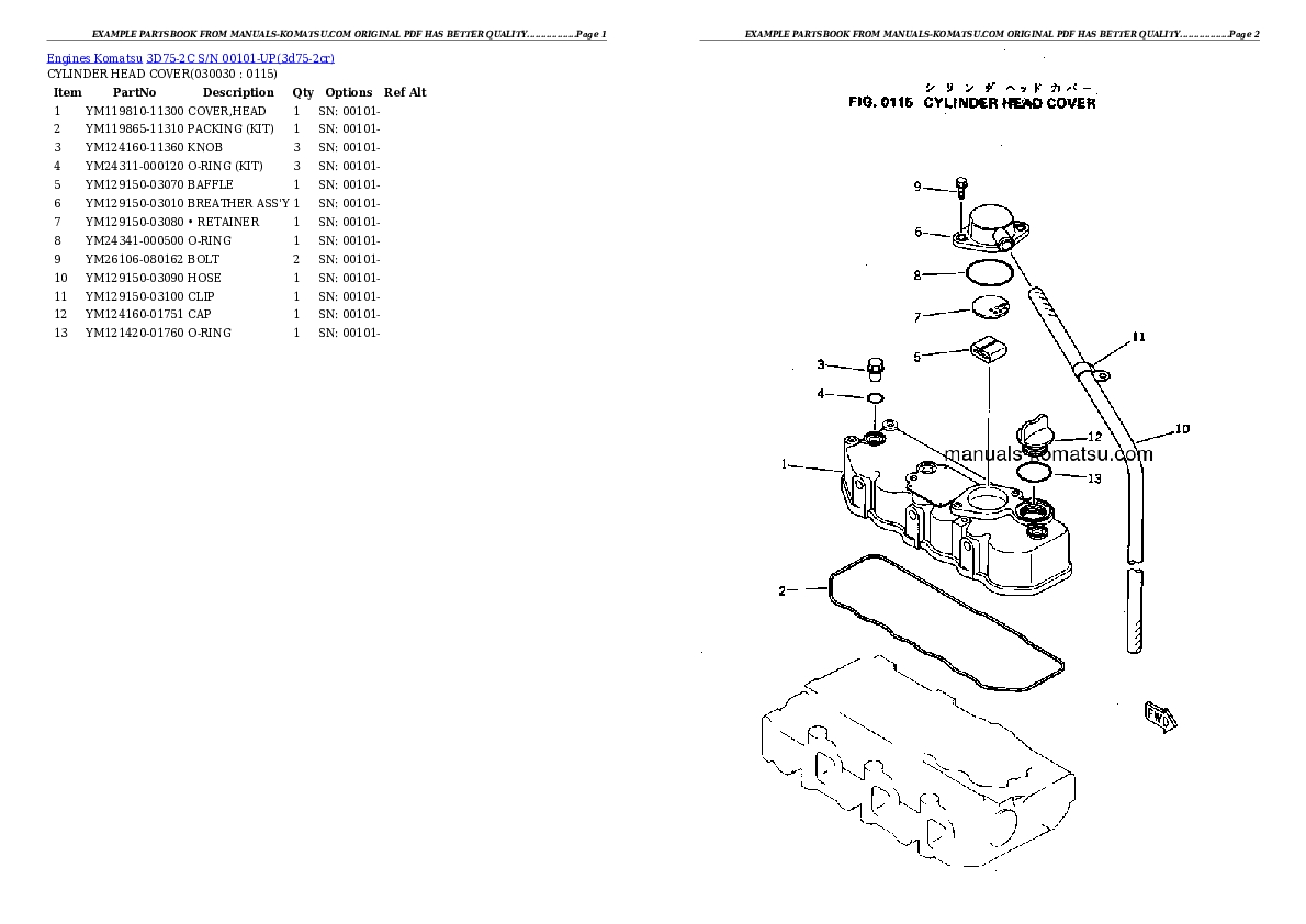 3D75-2C S/N 00101-UP Partsbook