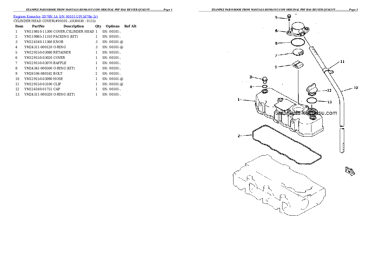 3D78N-1A S/N 00101-UP Partsbook