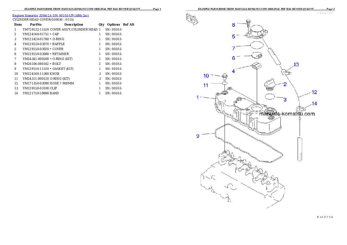 3D84-2A S/N 00103-UP Partsbook