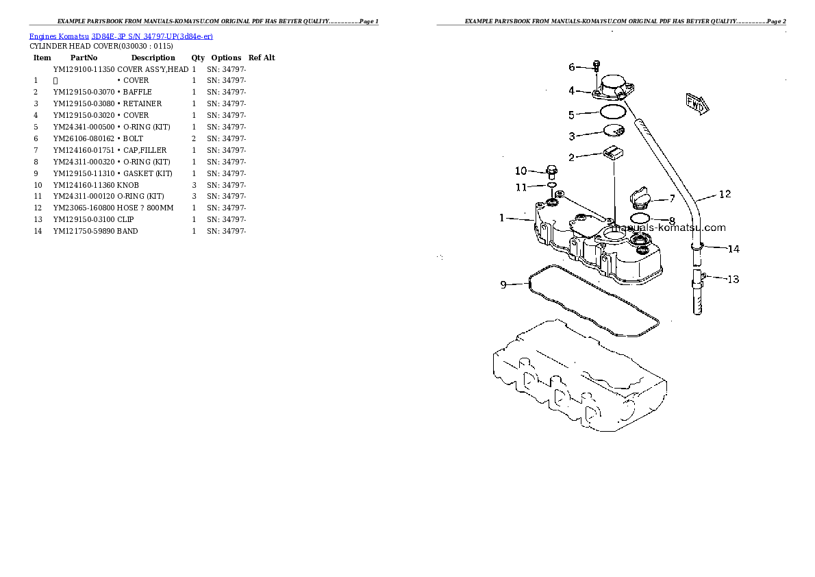 3D84E-3P S/N 34797-UP Partsbook