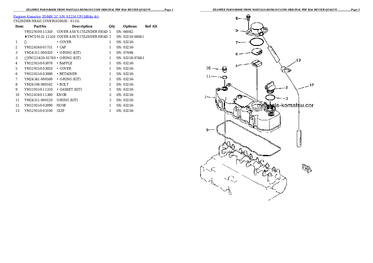 3D84N-2C S/N 03250-UP Partsbook