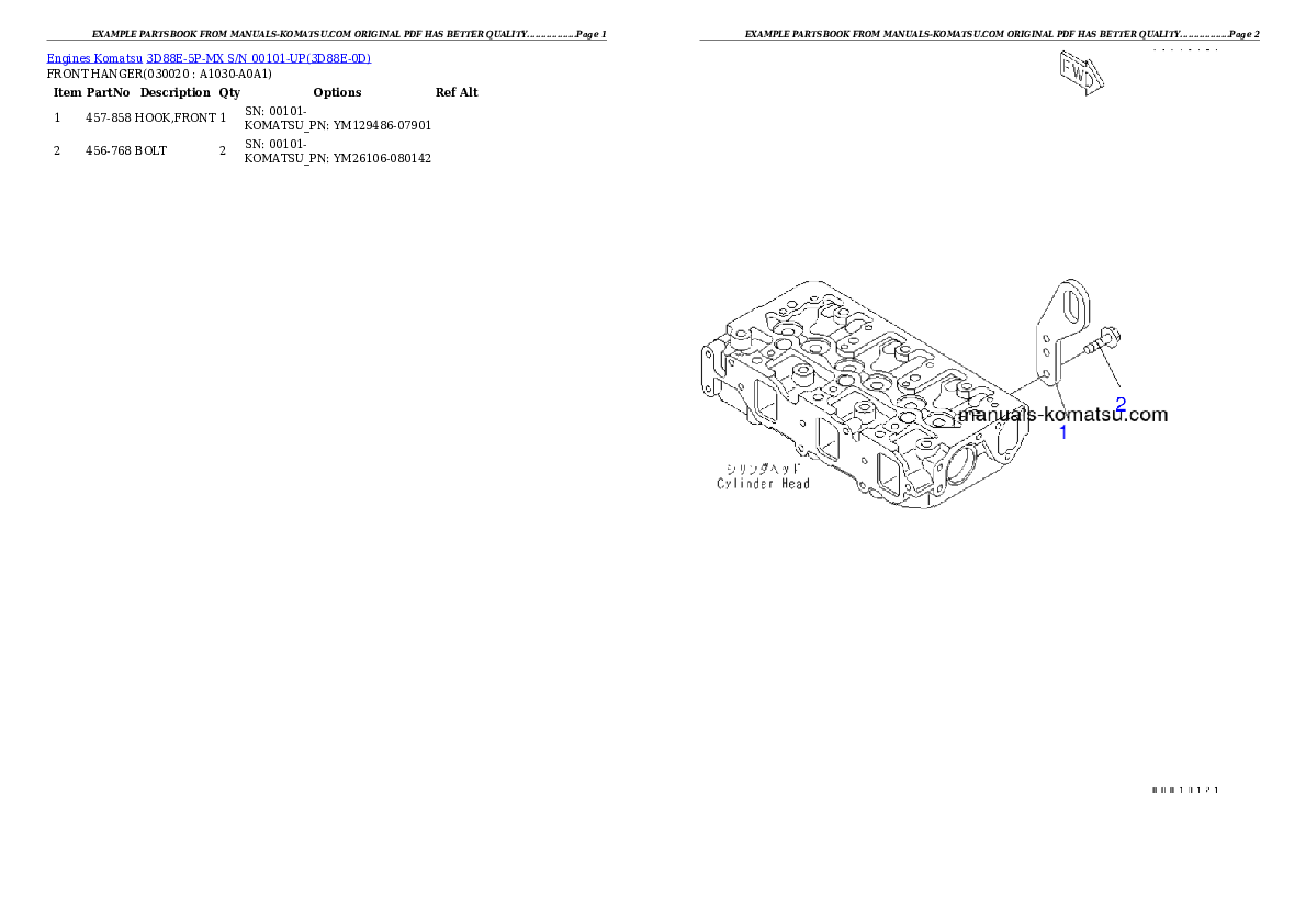 3D88E-5P-MX S/N 00101-UP Partsbook