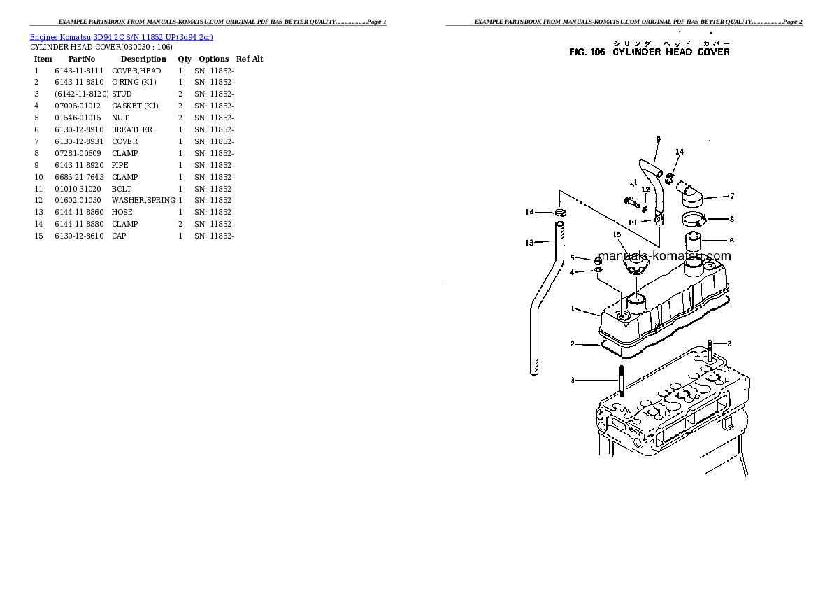 3D94-2C S/N 11852-UP Partsbook