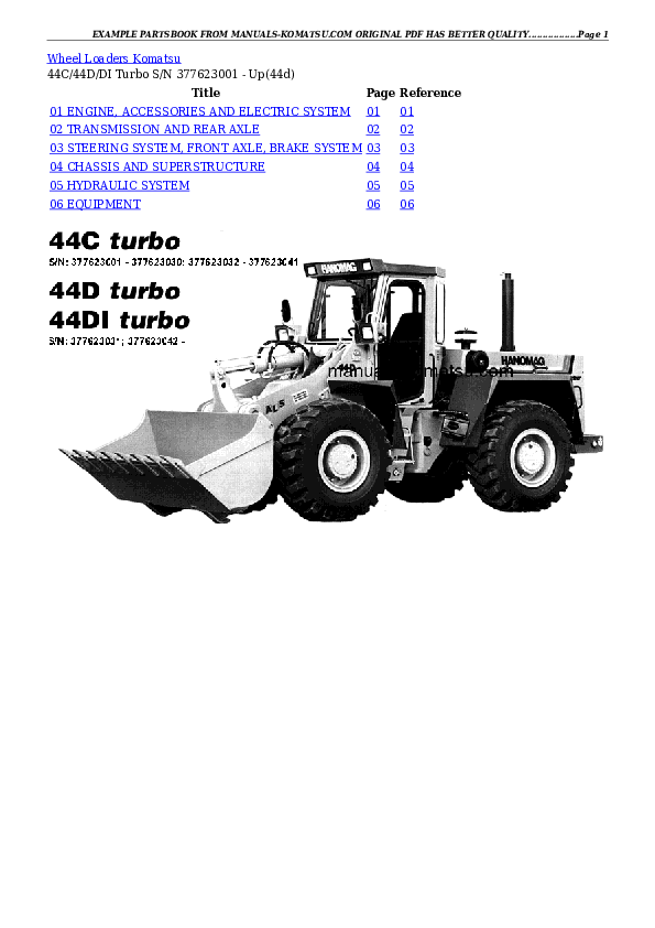 44C/44D/DI Turbo S/N 377623001 - Up Partsbook