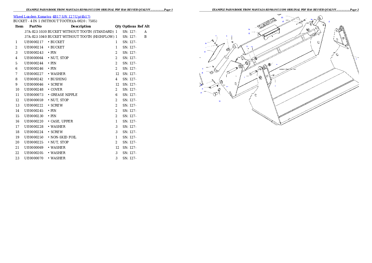 4B17 S/N 127-Up Partsbook