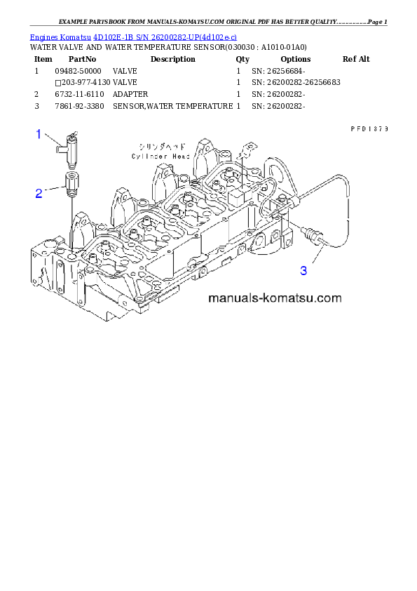 4D102E-1B S/N 26200282-UP Partsbook