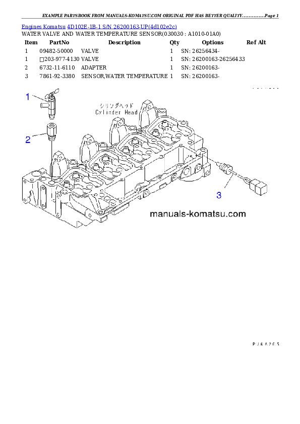 4D102E-1B-1 S/N 26200163-UP Partsbook
